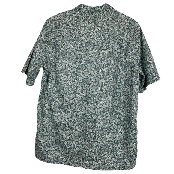 LL Bean Mens Green White Seashells Button Up Short Sleeve-M - Picture 3 of 12